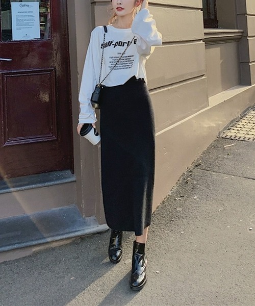 VitaFelice（ヴィータフェリーチェ）の「前後2WAY タイトニット スカート（スカート・レディース・ミント/ピンク系/チャコール/グレー/ブラック/ライトパープル/パープル/ライトグリーン/モカ・FREE）」の16枚目の写真