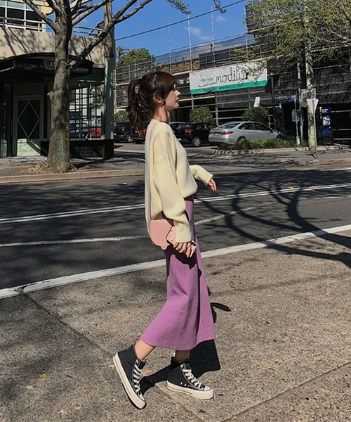 VitaFelice（ヴィータフェリーチェ）の「前後2WAY タイトニット スカート（スカート・レディース・ミント/ピンク系/チャコール/グレー/ブラック/ライトパープル/パープル/ライトグリーン/モカ・FREE）」の13枚目の写真