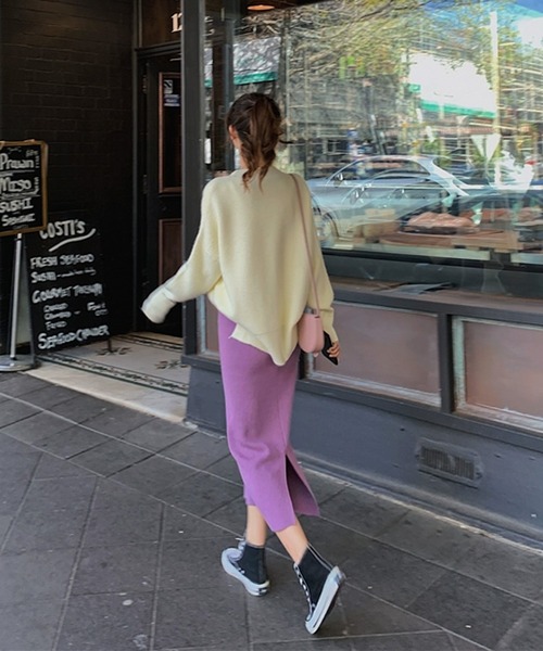 VitaFelice（ヴィータフェリーチェ）の「前後2WAY タイトニット スカート（スカート・レディース・ミント/ピンク系/チャコール/グレー/ブラック/ライトパープル/パープル/ライトグリーン/モカ・FREE）」の14枚目の写真