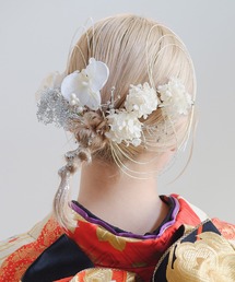 CHACO （FLOWER ACCESSORY）（チャコ）の「【CHACO×Kastane】フラワー髪飾り ホワイトシルバーSET（その他ヘアアクセサリー）」