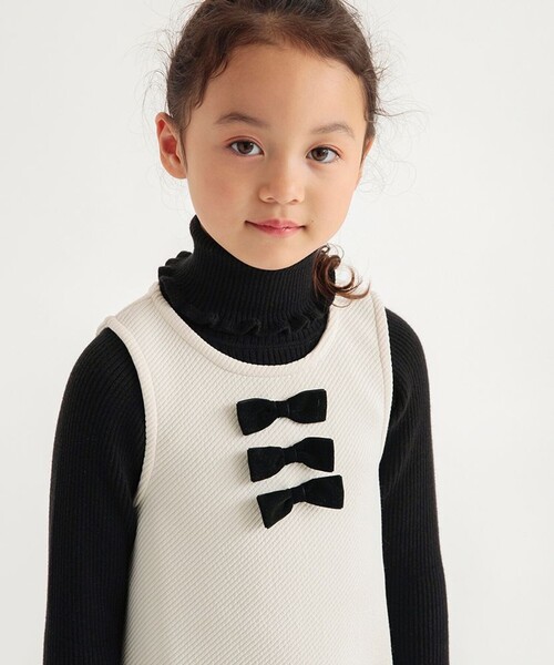 BRANSHES（ブランシェス）の「【プチレディー】リボンジャンパースカート（スカート・キッズ・アイボリー/ベージュ・110/140/120/100/130/150/90）」の6枚目の写真