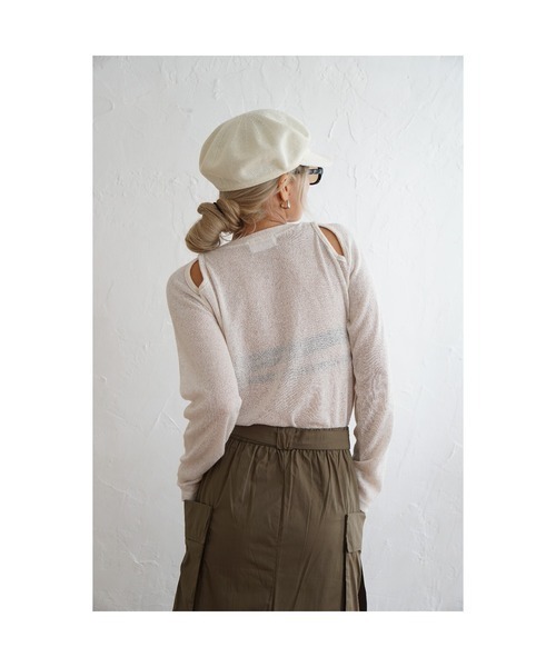 ODORATA(オドラタ)の「【ODORATA】 オープンショルダーPO(Tシャツ/カットソー・レディース・アイボリー/ブラック・FREE)」の4枚目の写真