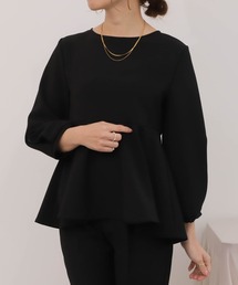 【150㎝前後の小柄さんサイズ】【セットアップ可能】ペプラムタックスリーブブラウス