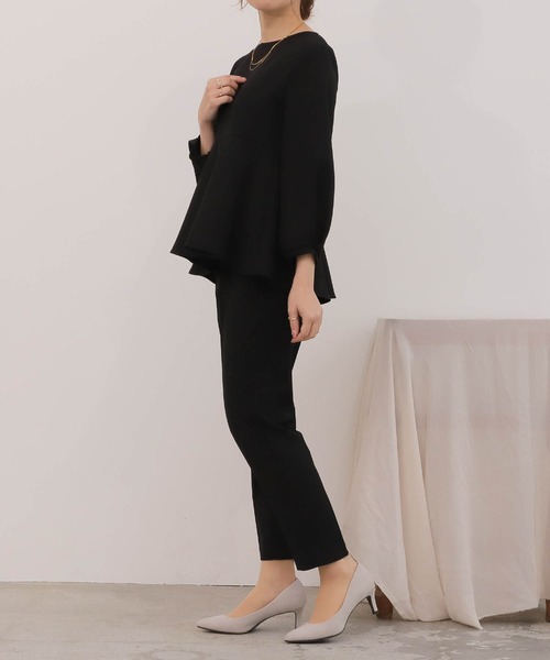 mil（ミル）の「【150㎝前後の小柄さんサイズ】【セットアップ可能】ペプラムタックスリーブブラウス（シャツ/ブラウス・レディース・ブラック/ピンクベージュ/モカ・M/S/XS）」の9枚目の写真