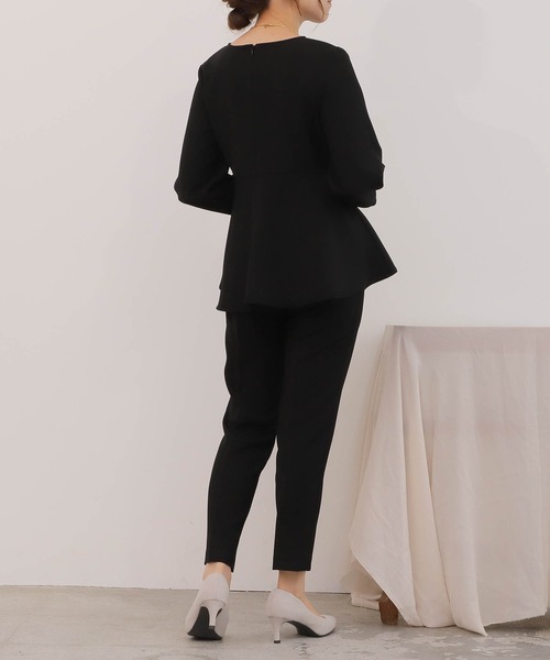 mil（ミル）の「【150㎝前後の小柄さんサイズ】【セットアップ可能】ペプラムタックスリーブブラウス（シャツ/ブラウス・レディース・ブラック/ピンクベージュ/モカ・M/S/XS）」の10枚目の写真