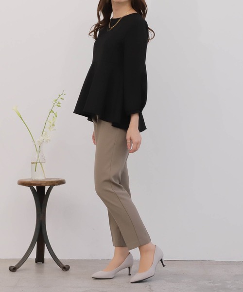 mil（ミル）の「【150㎝前後の小柄さんサイズ】【セットアップ可能】ペプラムタックスリーブブラウス（シャツ/ブラウス・レディース・ブラック/ピンクベージュ/モカ・M/S/XS）」の11枚目の写真
