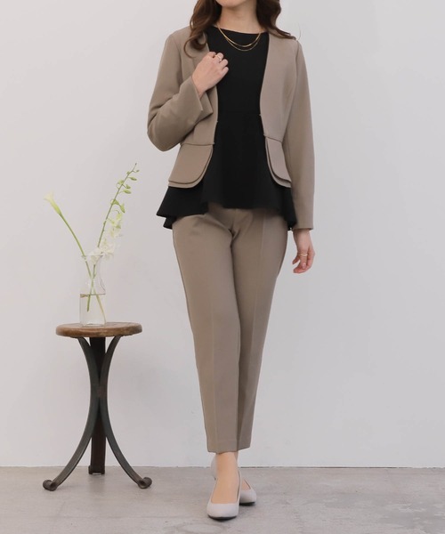 mil（ミル）の「【150㎝前後の小柄さんサイズ】【セットアップ可能】ペプラムタックスリーブブラウス（シャツ/ブラウス・レディース・ブラック/ピンクベージュ/モカ・M/S/XS）」の13枚目の写真