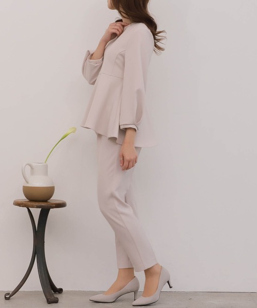 mil（ミル）の「【150㎝前後の小柄さんサイズ】【セットアップ可能】ペプラムタックスリーブブラウス（シャツ/ブラウス・レディース・ブラック/ピンクベージュ/モカ・M/S/XS）」の15枚目の写真