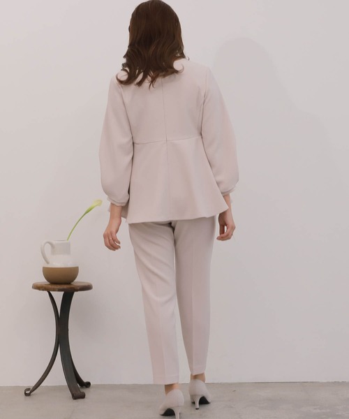 mil（ミル）の「【150㎝前後の小柄さんサイズ】【セットアップ可能】ペプラムタックスリーブブラウス（シャツ/ブラウス・レディース・ブラック/ピンクベージュ/モカ・M/S/XS）」の16枚目の写真