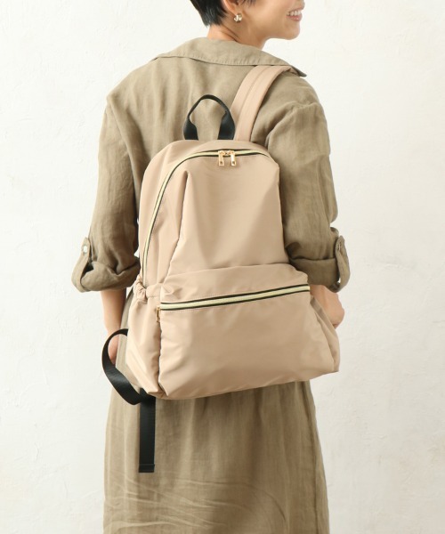 ★Potechino★　ベージュお花付きリュック セール】高密度ポリA410Pリュック/花粉がつきにくい（バックパック