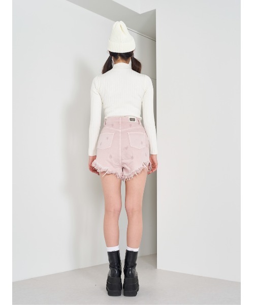 プレートカラーリブニットトップス