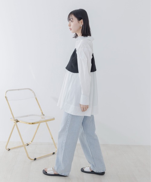 Eimee Law(エイミーロウ)の「ビスチェドッキングチュニックシャツ(シャツ/ブラウス・レディース・サックスブルー/ホワイト・38)」の22枚目の写真