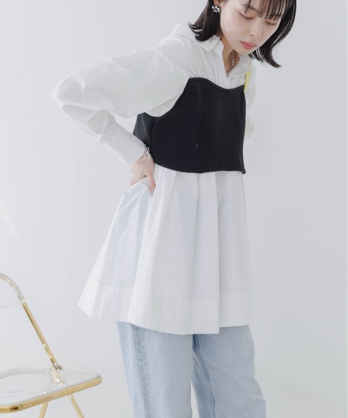 Eimee Law(エイミーロウ)の「ビスチェドッキングチュニックシャツ(シャツ/ブラウス・レディース・サックスブルー/ホワイト・38)」の21枚目の写真
