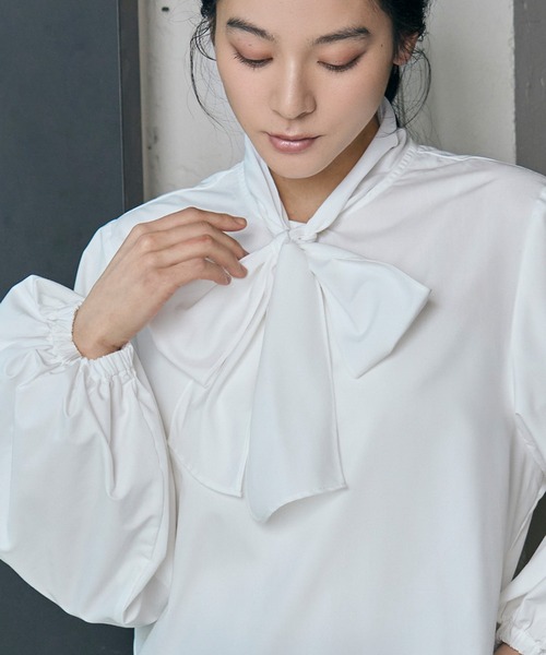 セール】《新色追加》ボウタイボリューム袖ブラウス オフィス ビジネス