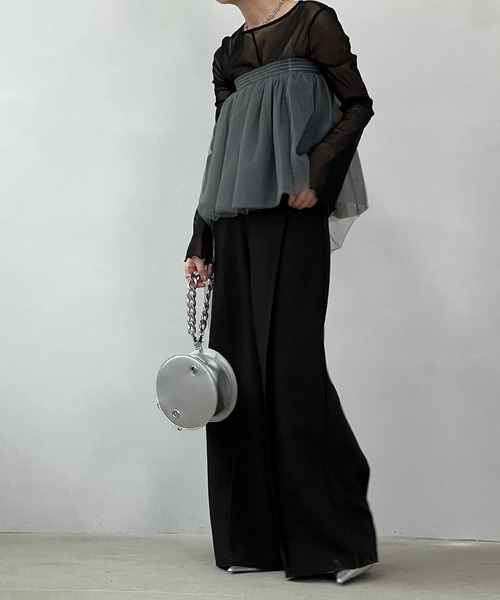 chuclla（チュクラ）の「2way アシンメトリー チュールベアトップ chw24s031（チューブトップ・レディース・グレー・M）」の2枚目の写真