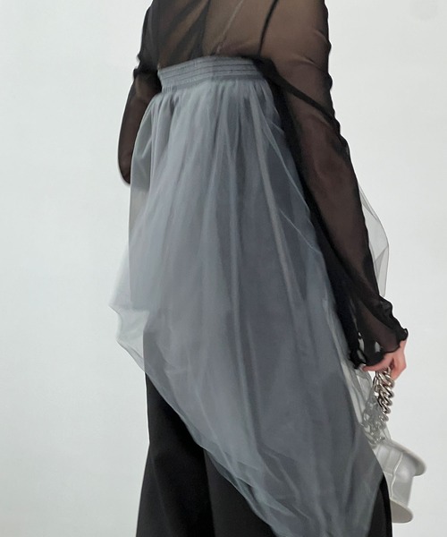 chuclla（チュクラ）の「2way アシンメトリー チュールベアトップ chw24s031（チューブトップ・レディース・グレー・M）」の3枚目の写真