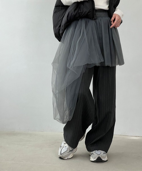 chuclla（チュクラ）の「2way アシンメトリー チュールベアトップ chw24s031（チューブトップ・レディース・グレー・M）」の6枚目の写真