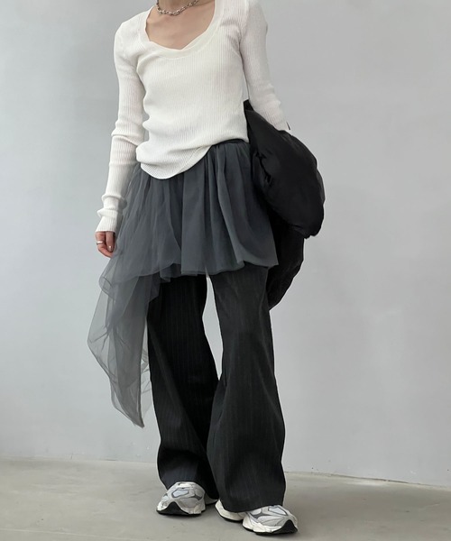 chuclla（チュクラ）の「2way アシンメトリー チュールベアトップ chw24s031（チューブトップ・レディース・グレー・M）」の16枚目の写真