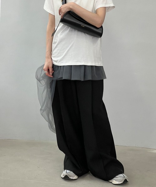 chuclla（チュクラ）の「2way アシンメトリー チュールベアトップ chw24s031（チューブトップ・レディース・グレー・M）」の20枚目の写真