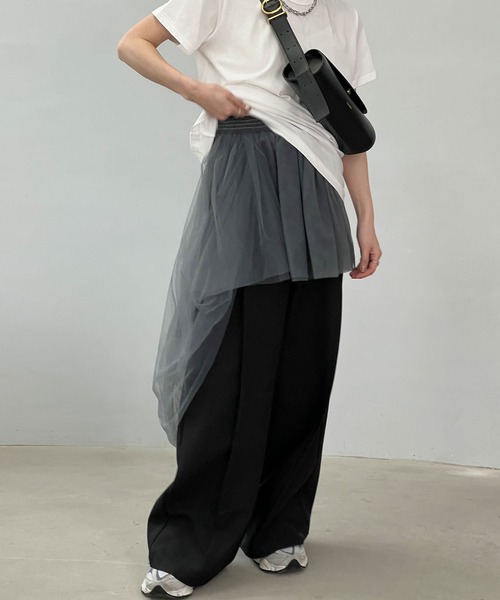 chuclla（チュクラ）の「2way アシンメトリー チュールベアトップ chw24s031（チューブトップ・レディース・グレー・M）」の11枚目の写真