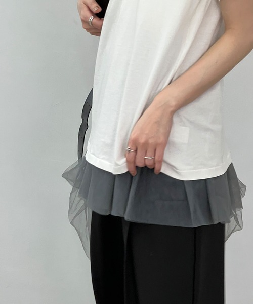 chuclla（チュクラ）の「2way アシンメトリー チュールベアトップ chw24s031（チューブトップ・レディース・グレー・M）」の13枚目の写真