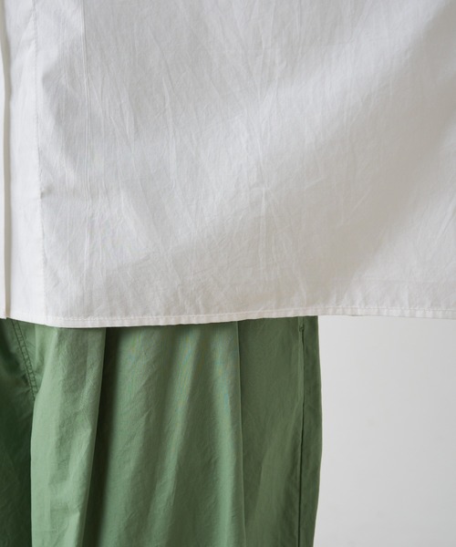 PUAL CE CIN（ピュアルセシン）の「スーピマコットン袖フレアノーカラーブラウス（シャツ/ブラウス・レディース・オフホワイト/ブラック/グレー・FREE）」の11枚目の写真