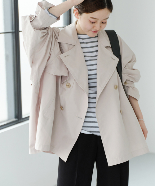 IENA（イエナ）の「《追加》PE/ポプリンオーバーショートコート（その他アウター・レディース・ベージュ/ネイビー/ライトグレー・36/38）」の13枚目の写真