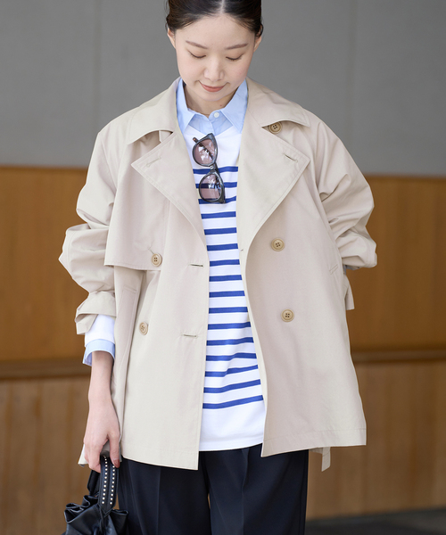 IENA（イエナ）の「《追加》PE/ポプリンオーバーショートコート（その他アウター・レディース・ベージュ/ネイビー/ライトグレー・36/38）」の8枚目の写真