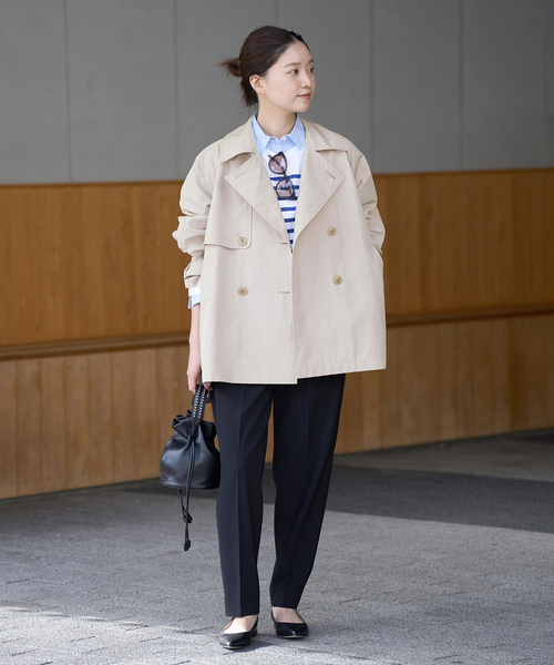 IENA（イエナ）の「《追加》PE/ポプリンオーバーショートコート（その他アウター・レディース・ベージュ/ネイビー/ライトグレー・36/38）」の4枚目の写真