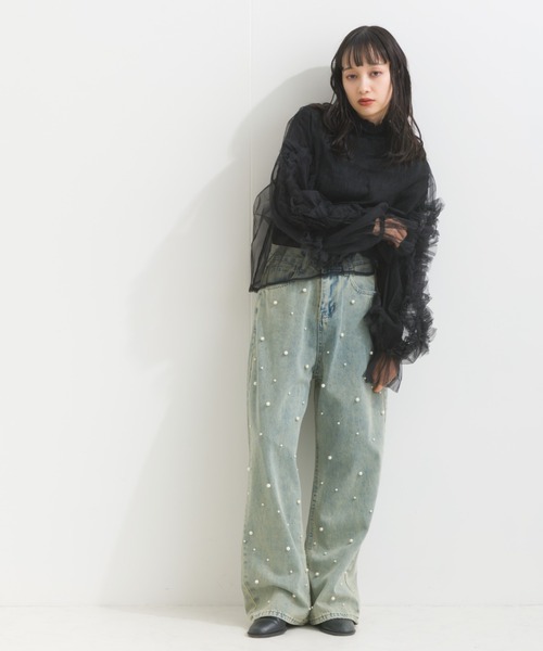terrace(テラス)の「フリルキャンディースリーブシアープルオーバー(Tシャツ/カットソー・レディース・ブラック/カーキ/ブルー/アイボリー/グレー/ダークオレンジ/ブルーグリーン/チャコール・MEDIUM)」の16枚目の写真