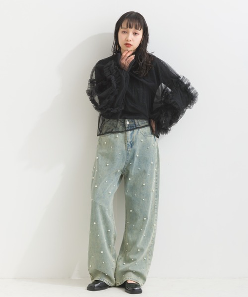 terrace(テラス)の「フリルキャンディースリーブシアープルオーバー(Tシャツ/カットソー・レディース・ブラック/カーキ/ブルー/アイボリー/グレー/ダークオレンジ/ブルーグリーン/チャコール・MEDIUM)」の17枚目の写真