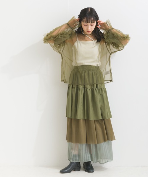 terrace(テラス)の「フリルキャンディースリーブシアープルオーバー(Tシャツ/カットソー・レディース・ブラック/カーキ/ブルー/アイボリー/グレー/ダークオレンジ/ブルーグリーン/チャコール・MEDIUM)」の22枚目の写真
