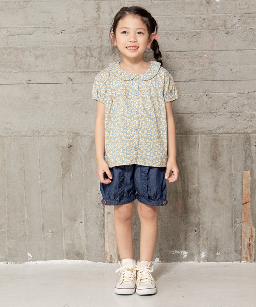 RAGMART（ラグマート）の「ラウンドカラーブラウス（Tシャツ/カットソー・キッズ・ベージュ/チェック/ブルー・100cm/110cm/120cm/130cm）」の7枚目の写真