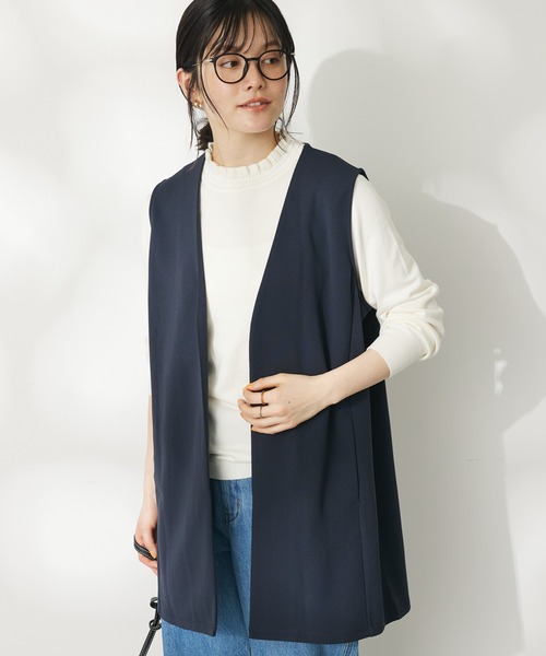 CRAFT STANDARD BOUTIQUE(クラフトスタンダードブティック)の「ジョーゼットロングジレ(ベスト・レディース・アイボリー/ネイビー/ブラック・FREE)」の3枚目の写真
