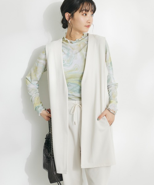 CRAFT STANDARD BOUTIQUE(クラフトスタンダードブティック)の「ジョーゼットロングジレ(ベスト・レディース・アイボリー/ネイビー/ブラック・FREE)」の1枚目の写真