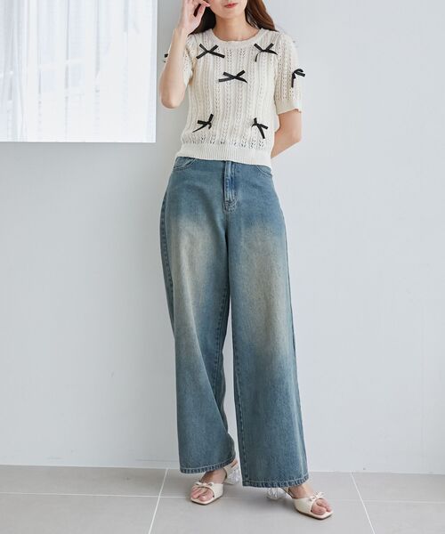 MAJESTIC LEGON（マジェスティックレゴン）の「クリアビジューヒールリボンサンダル（サンダル・レディース・アイボリー/ブラック・SMALL/MEDIUM/LARGE/X-LARGE）」の5枚目の写真