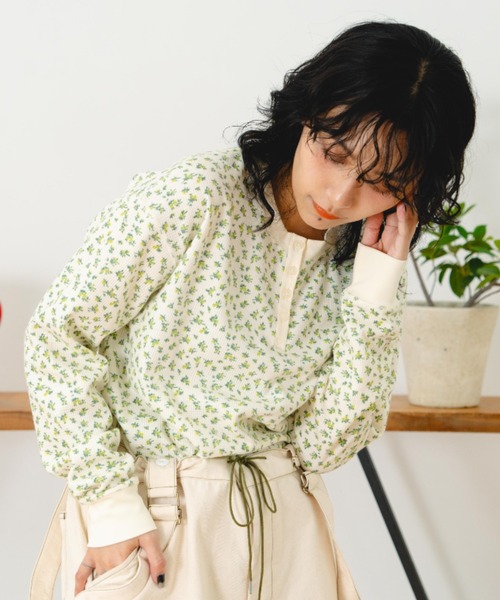 eLur（エラー）の「フラワーサーマルロンT（Tシャツ/カットソー・レディース・ホワイト×ピンク/オレンジ/ブラウン/グリーン・FREE）」の14枚目の写真