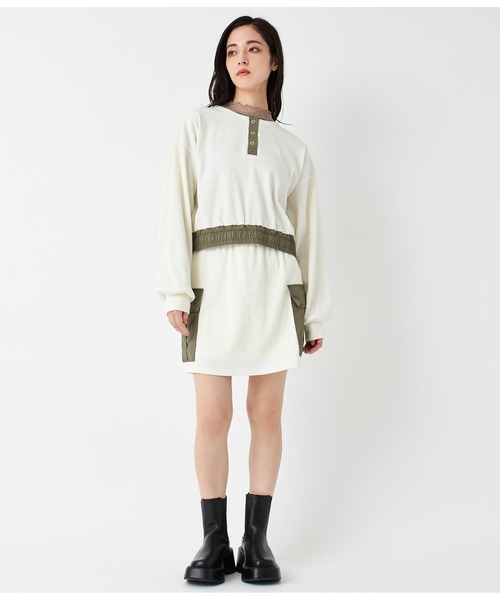ANAP(アナップ)の「ヘンリーネック異素材切替トップス(Tシャツ/カットソー・レディース・アイボリー/カーキ/ブラック・FREE)」の18枚目の写真