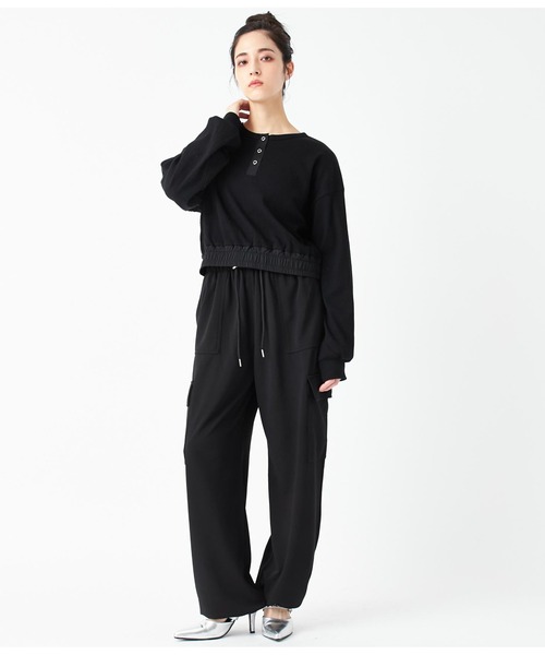 ANAP(アナップ)の「ヘンリーネック異素材切替トップス(Tシャツ/カットソー・レディース・アイボリー/カーキ/ブラック・FREE)」の12枚目の写真