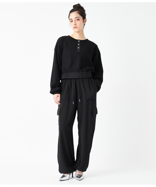 ANAP(アナップ)の「ヘンリーネック異素材切替トップス(Tシャツ/カットソー・レディース・アイボリー/カーキ/ブラック・FREE)」の13枚目の写真