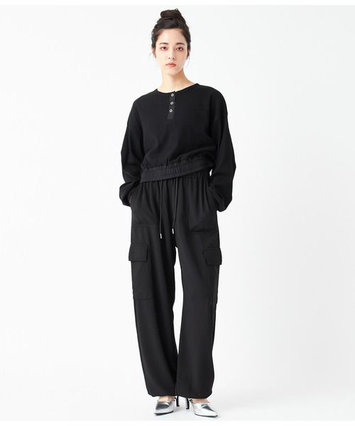 ANAP(アナップ)の「ヘンリーネック異素材切替トップス(Tシャツ/カットソー・レディース・アイボリー/カーキ/ブラック・FREE)」の14枚目の写真