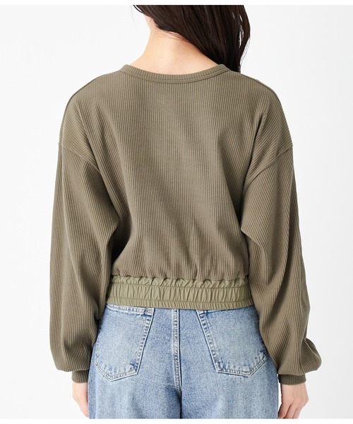 ANAP(アナップ)の「ヘンリーネック異素材切替トップス(Tシャツ/カットソー・レディース・アイボリー/カーキ/ブラック・FREE)」の10枚目の写真
