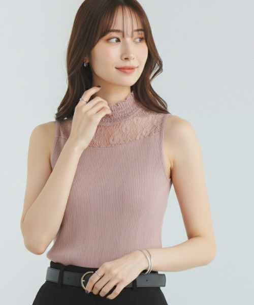 セール】レース使いハイネックタンクトップ（タンクトップ）｜FUNALIVE