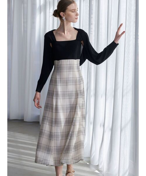 MERCURYDUO（マーキュリーデュオ）の「ハイツイストナロースリーブボレロ（カーディガン/ボレロ・レディース・ブラック/オフホワイト/ライトグレー・FREE）」の6枚目の写真