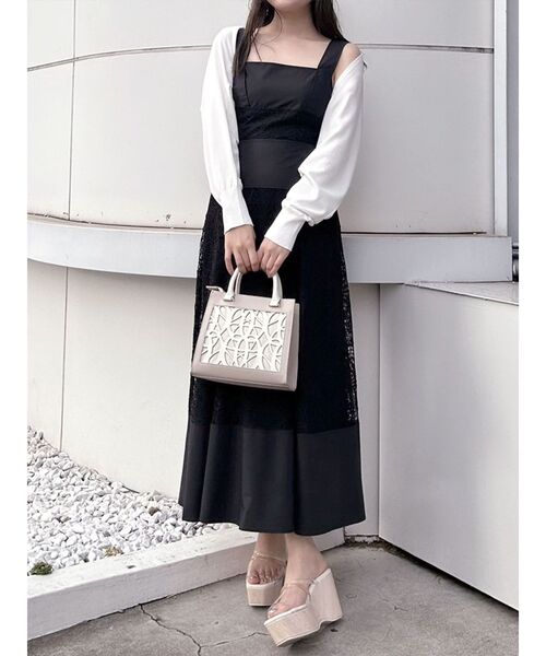 MERCURYDUO（マーキュリーデュオ）の「ハイツイストナロースリーブボレロ（カーディガン/ボレロ・レディース・ブラック/オフホワイト/ライトグレー・FREE）」の4枚目の写真