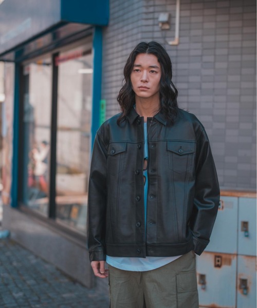 ADAMPATEK/アダムパテック】lamb leather trucker jacket/ラムレザー