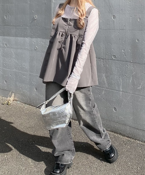 Reurie'(レウリィ)の「シアーニュアンスプリントトップス/sheer nuance pattern top 長袖 クルーネック シースルー 透け感 パターン マーブル ニュアンス 線画 カジュアル 韓国 Y2K 重ね着 レイヤード チャコールグレー グレー モノトーン 大人モノトーン(Tシャツ/カットソー・レディース・ライトグレー/ホワイト/チャコールグレー・FREE)」の10枚目の写真