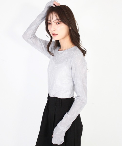 シーニュ　ニュアンストップス セール】シアーニュアンスプリントトップス／sheer nuance pattern top