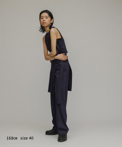 UN3D ラッププリーツベルトネイビーグレー M TO R（ムウトアール）の「［BELT］PINSTRIPE WRAP BELT