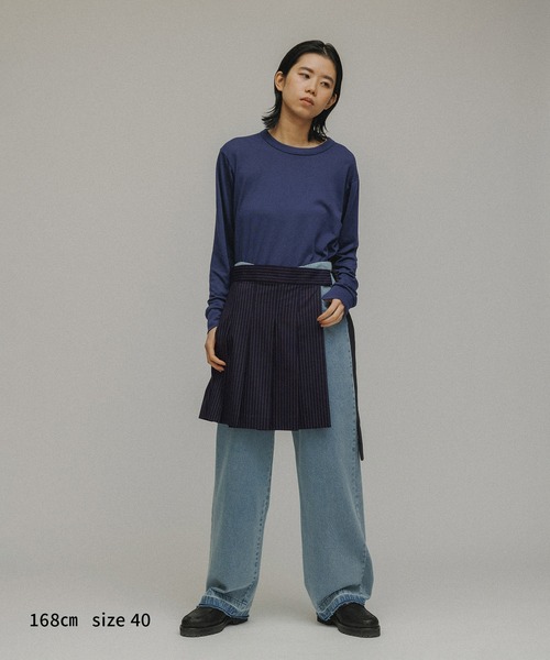 M TO R（ムウトアール）の「［BELT］PINSTRIPE WRAP BELT（ベルト・レディース・ライトグレー/ネイビー・38/40）」の6枚目の写真